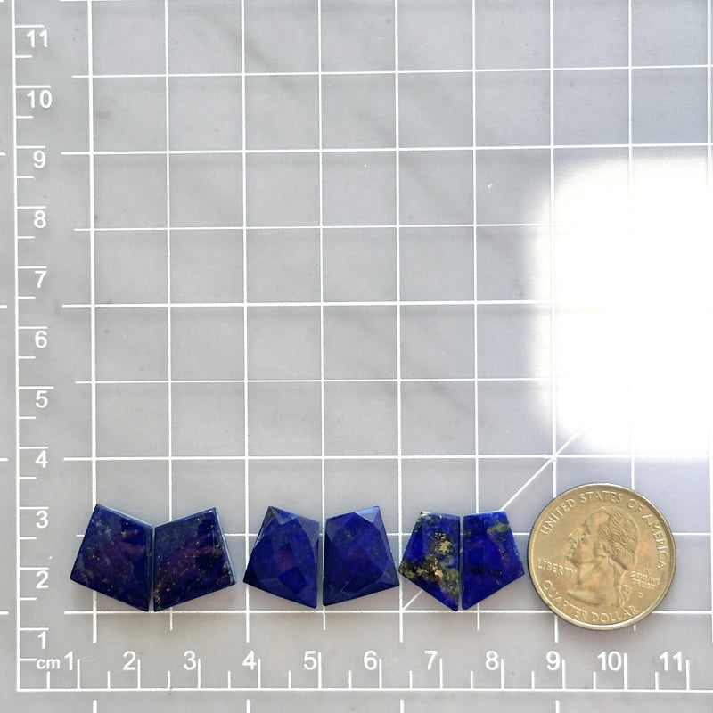 Small Deep Blue Mixed Lapis Lazuli, Set of 6 Dimensions