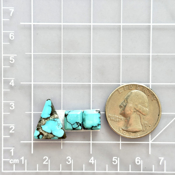 Small Sky Blue Mixed Yungai Turquoise, Set of 3 Dimensions