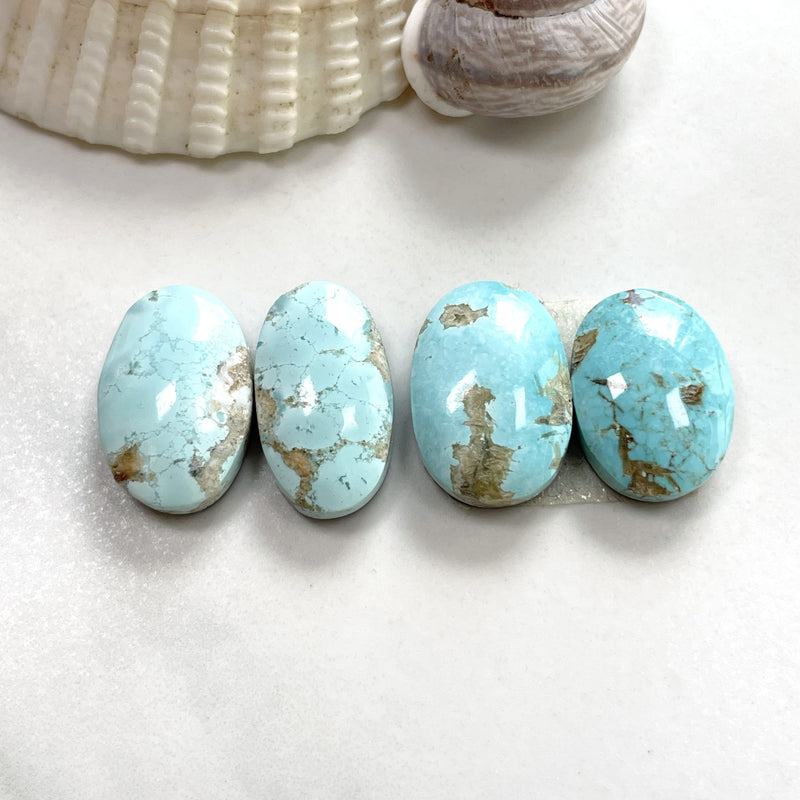 Medium Sky Blue Oval Sand Hill Turquoise, Set of 4 Background