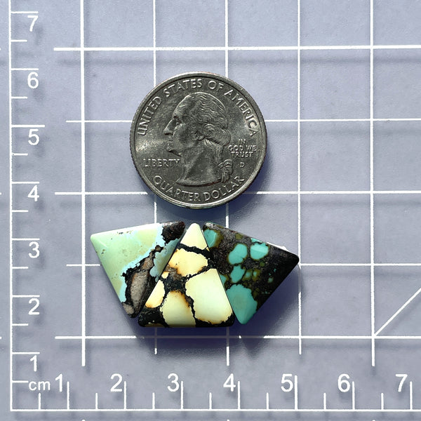 Medium Mixed Triangle Mixed Turquoise, Set of 3 Dimensions