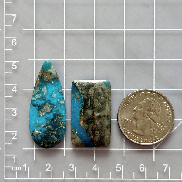 Large Sky Blue Mixed Ithaca Peak Turquoise, Set of 2 Dimensions