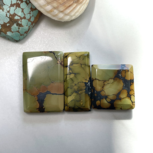 Large Earth Brown Bar Treasure Mountain Turquoise, Set of 3 Background