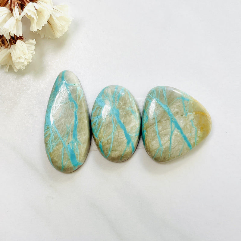 Large Sky Blue Mixed Royston Turquoise, Set of 3 Background