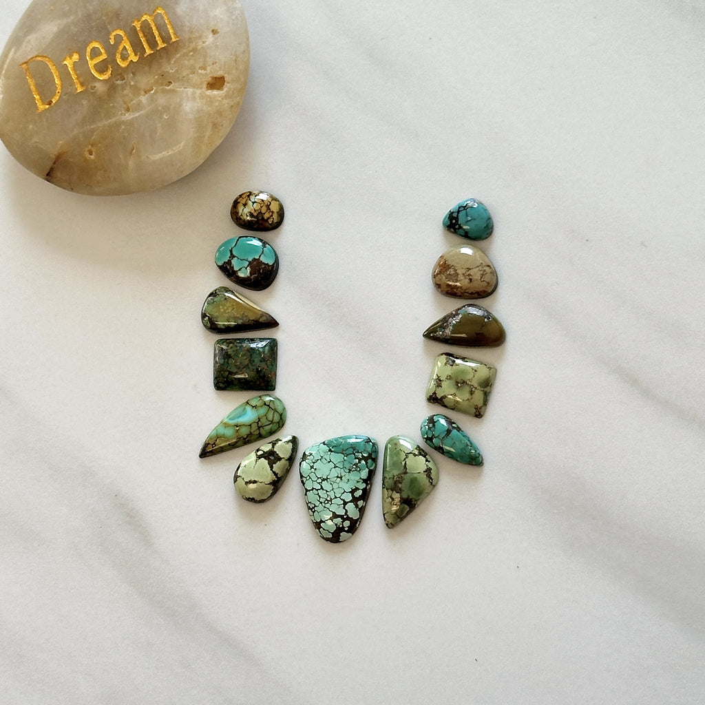13 Turquoise Small Mixed Mixed Bamboo Mountain Turquoise, Set of 13 - Turquoise Moose