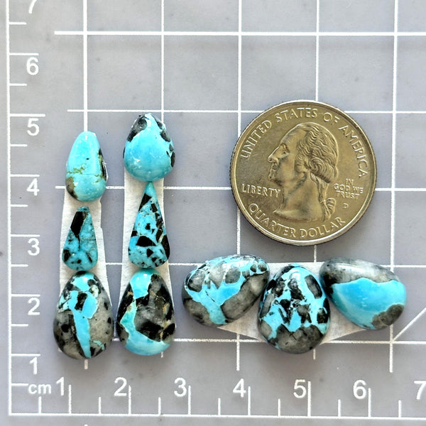 Small Sky Blue Mixed Blue Moon Turquoise, Set of 9 Dimensions