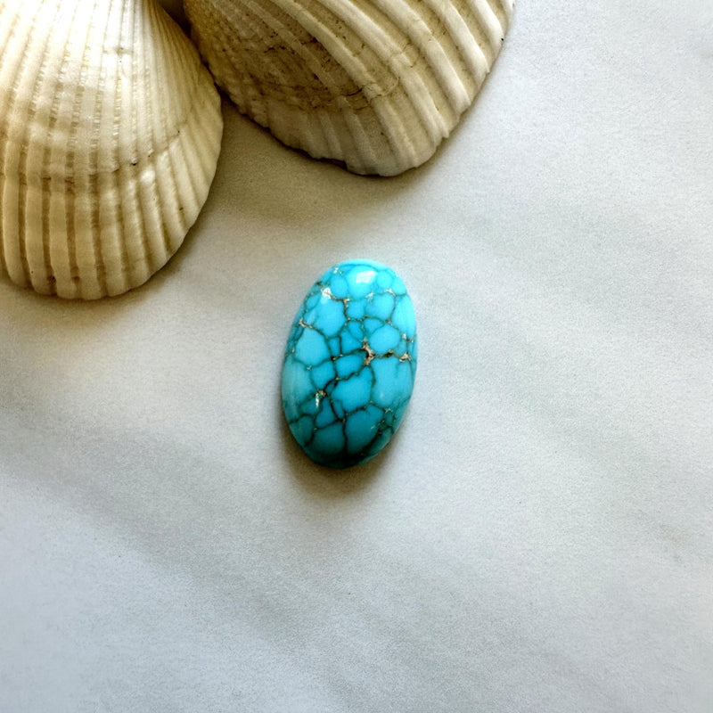 Large Sky Blue Oval Lone Mountain Turquoise - Turquoise Moose