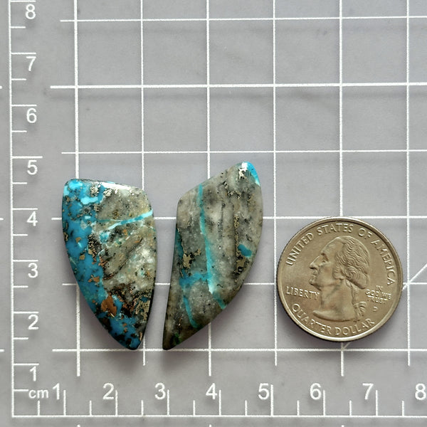 Large Sky Blue Freeform Ithaca Peak Turquoise, Set of 2 Dimensions