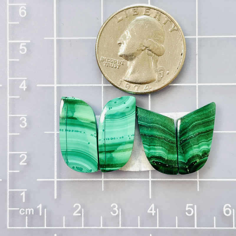 Large Deep Green Freeform Malachite Copper Mineral, Set of 4 Dimensions