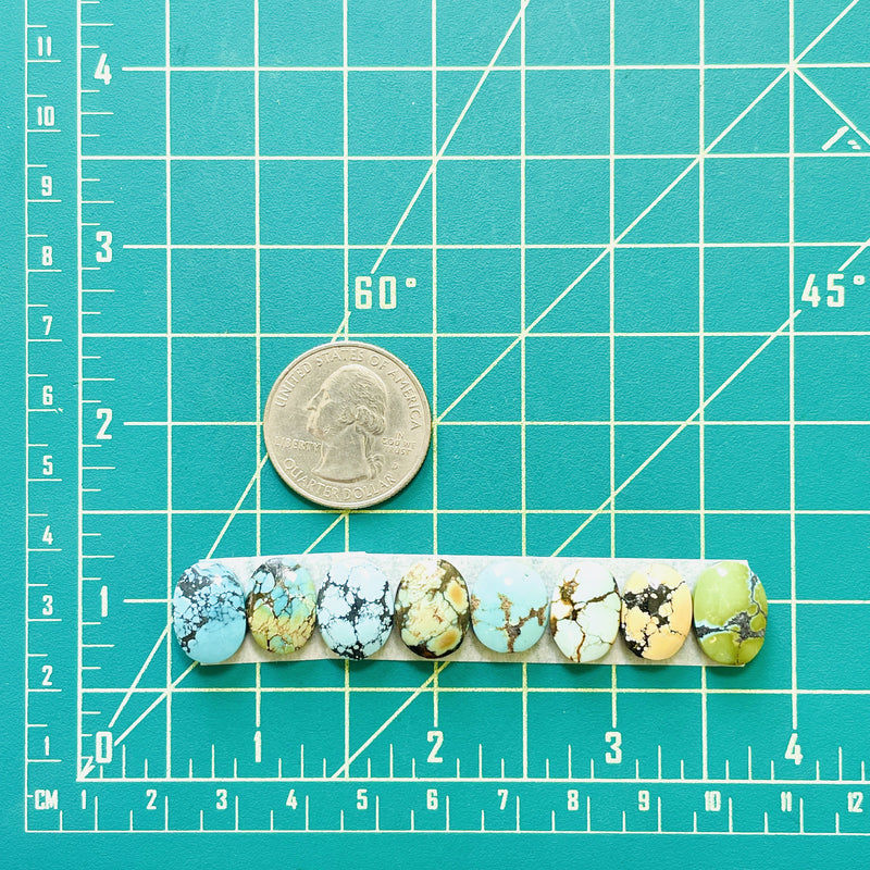 Small Mixed Oval Mixed Turquoise, Set of 8 Dimensions