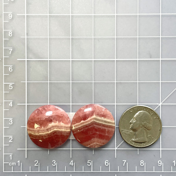 Large Pink Round Rhodochrosite, Set of 2 Dimensions