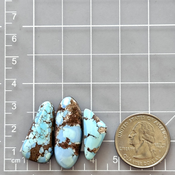 Medium Sky Blue Freeform Golden Hills Turquoise, Set of 3 Dimensions