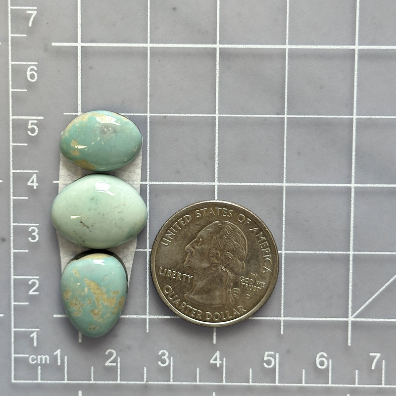 Small Faint Green Mixed Broken Arrow Variscite, Set of 3 Dimensions