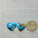 Large Sky Blue Heart Ithaca Peak Turquoise, Set of 2 Dimensions