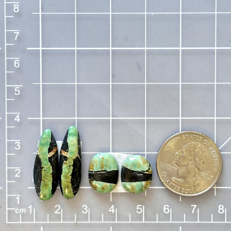 Small Sea Green Mixed Crescent Lake Variscite, Set of 4 Dimensions