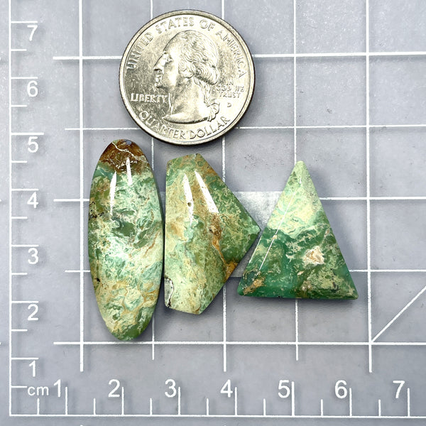 Large Mint Green Mixed Crescent Lake Variscite, Set of 3 Dimensions