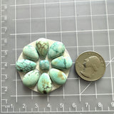 Small Faint Blue Mixed Lone Mountain Turquoise, Set of 9 Dimensions