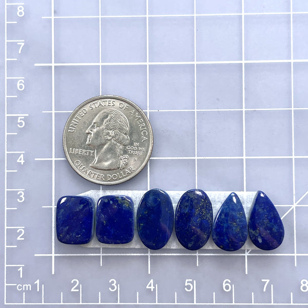 Small Deep Blue Mixed Lapis Lazuli, Set of 6 Dimensions