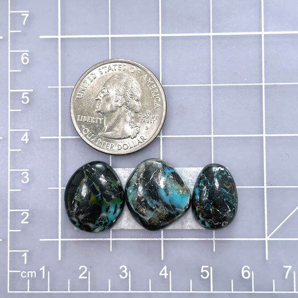 Medium Deep Blue Mixed Blue Moon Turquoise, Set of 3 Dimensions