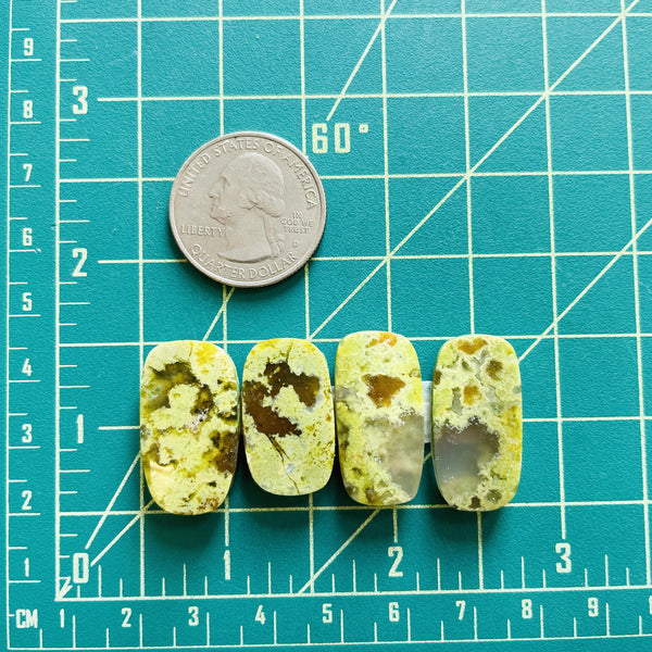 Large Faint Green Freeform Green Opal, Set of 4 Dimensions