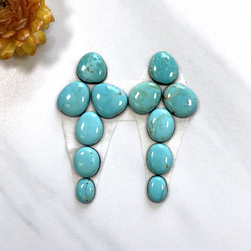 Small Sky Blue Mixed Tyrone Turquoise, Set of 12 Background