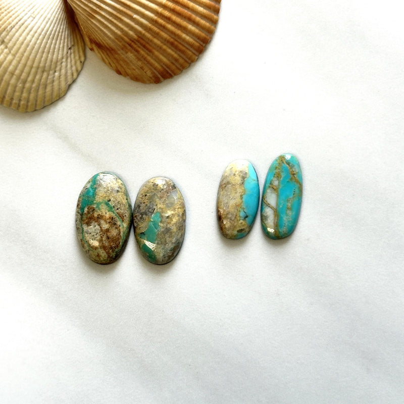 Medium Sky Blue Oval Royston Turquoise, Set of 4 Background