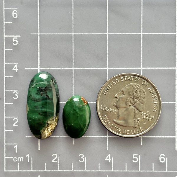 Medium Deep Green Oval Crescent Lake Variscite, Set of 2 Dimensions