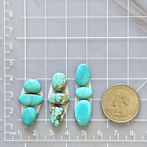 Small Sky Blue Mixed Mixed Turquoise, Set of 9 Dimensions