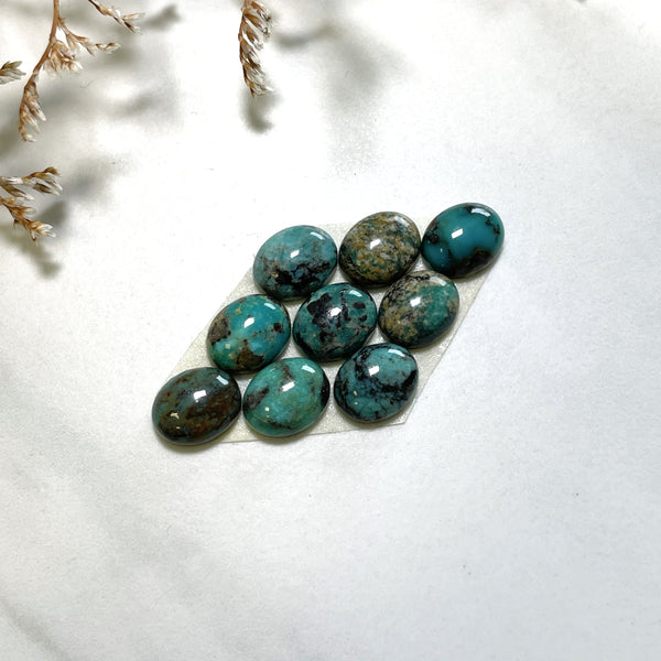 Small Mixed Oval Kingman Turquoise, Set of 9 Background