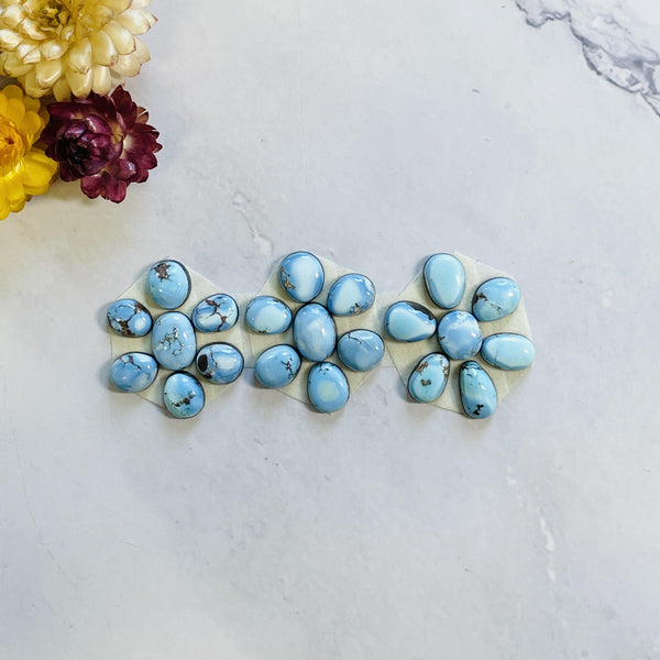 Small Sky Blue Mixed Golden Hills Turquoise, Set of 21 Background