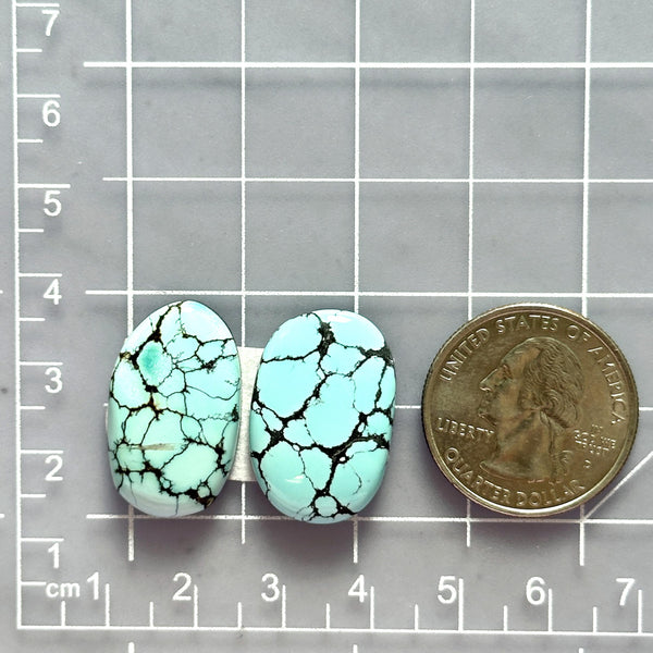 Large Sky Blue Oval Sand Hill Turquoise, Set of 2 Dimensions