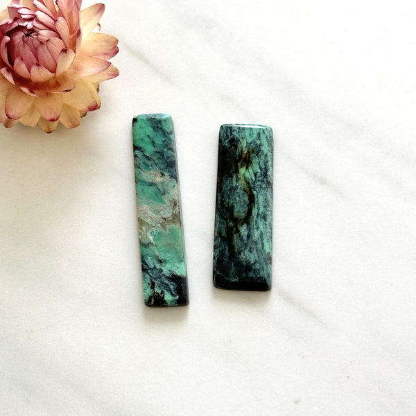 Large Sea Green Bar Crescent Lake Variscite, Set of 2 Background