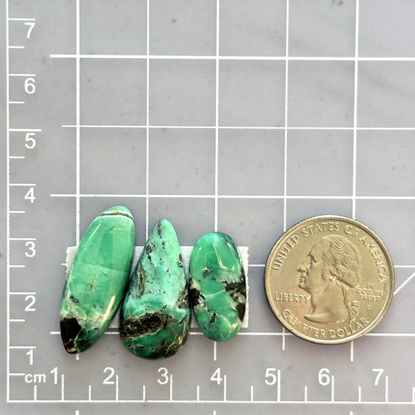 Small Sea Green Mixed Crescent Lake Variscite, Set of 3 Dimensions