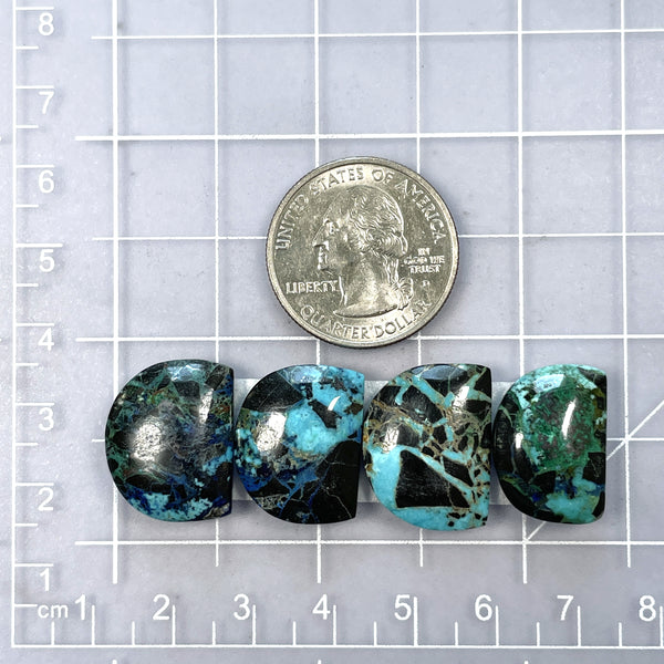 Medium Ocean Blue Half Moon Yungai Turquoise, Set of 4 Dimensions