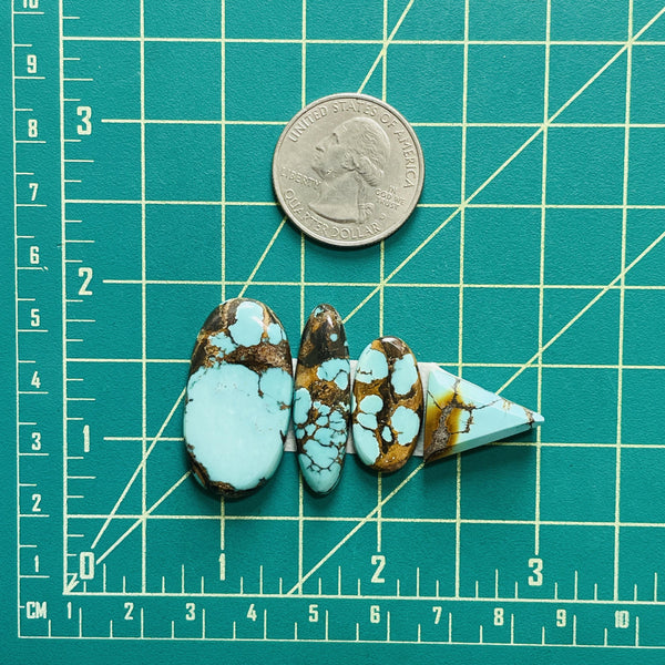 Large Sky Blue Mixed Yungai Turquoise, Set of 4 Dimensions