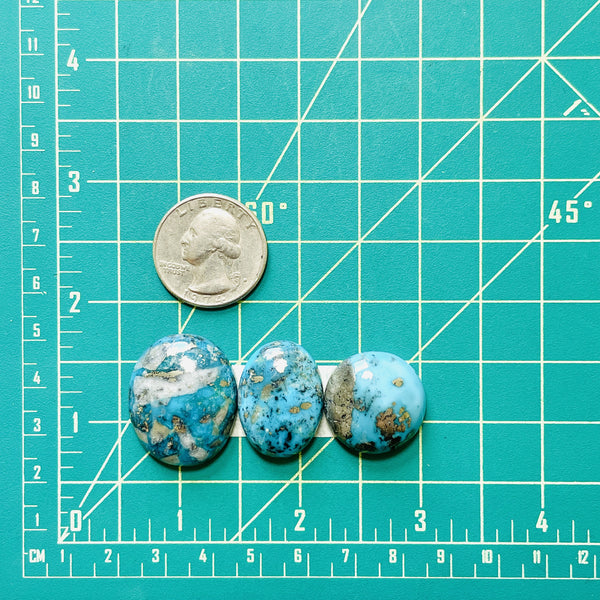Large Sky Blue Mixed Ithaca Peak Turquoise, Set of 3 Dimensions