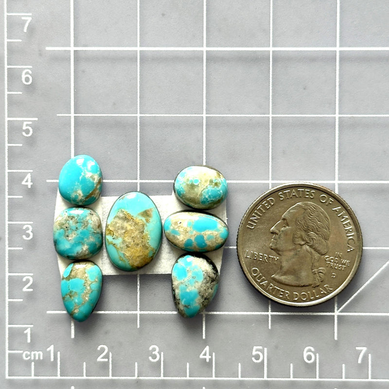 Small Sky Blue Mixed Number 8 Turquoise, Set of 7 Dimensions