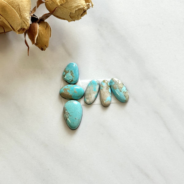 Small Faint Blue Mixed Number 8 Turquoise, Set of 6 Background