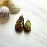 Medium Earth Brown Teardrop Treasure Mountain Turquoise, Set of 2 Background