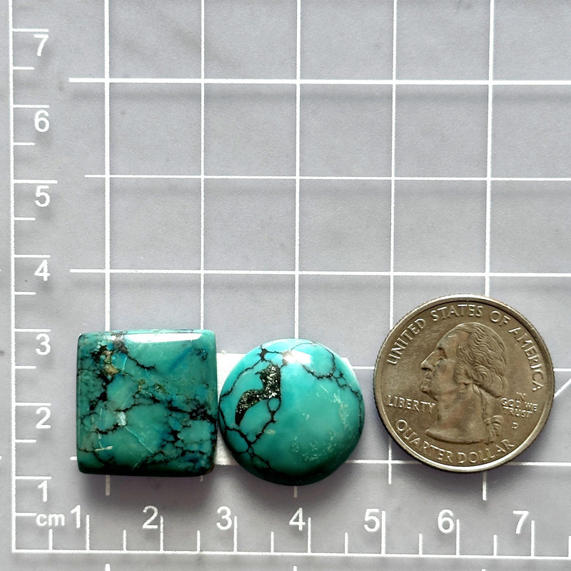 Large Ocean Blue Mixed Yungai Turquoise, Set of 2 Dimensions