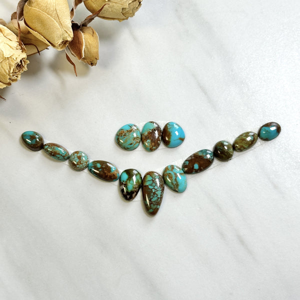 Small Mixed Mixed Tyrone Turquoise, Set of 14 Background