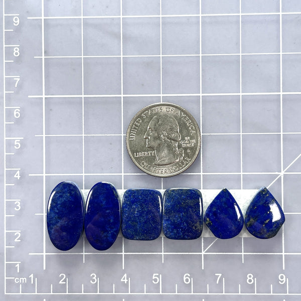 Medium Deep Blue Mixed Lapis Lazuli, Set of 6 Dimensions