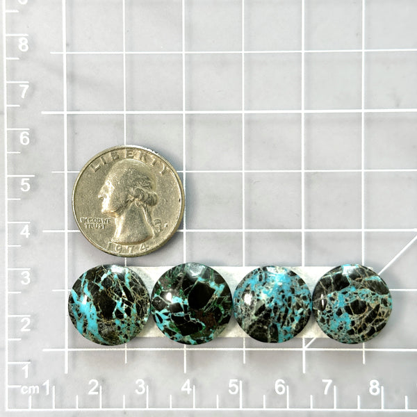 Small Ocean Blue Round Yungai Turquoise, Set of 4 Dimensions