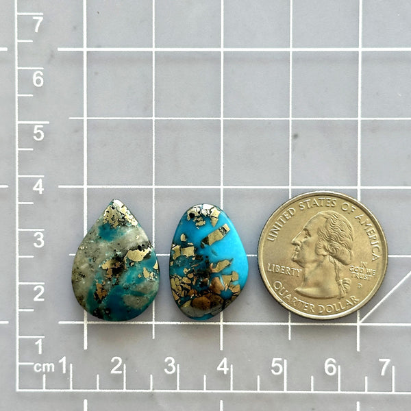 Large Ocean Blue Mixed Ithaca Peak Turquoise, Set of 2 Dimensions