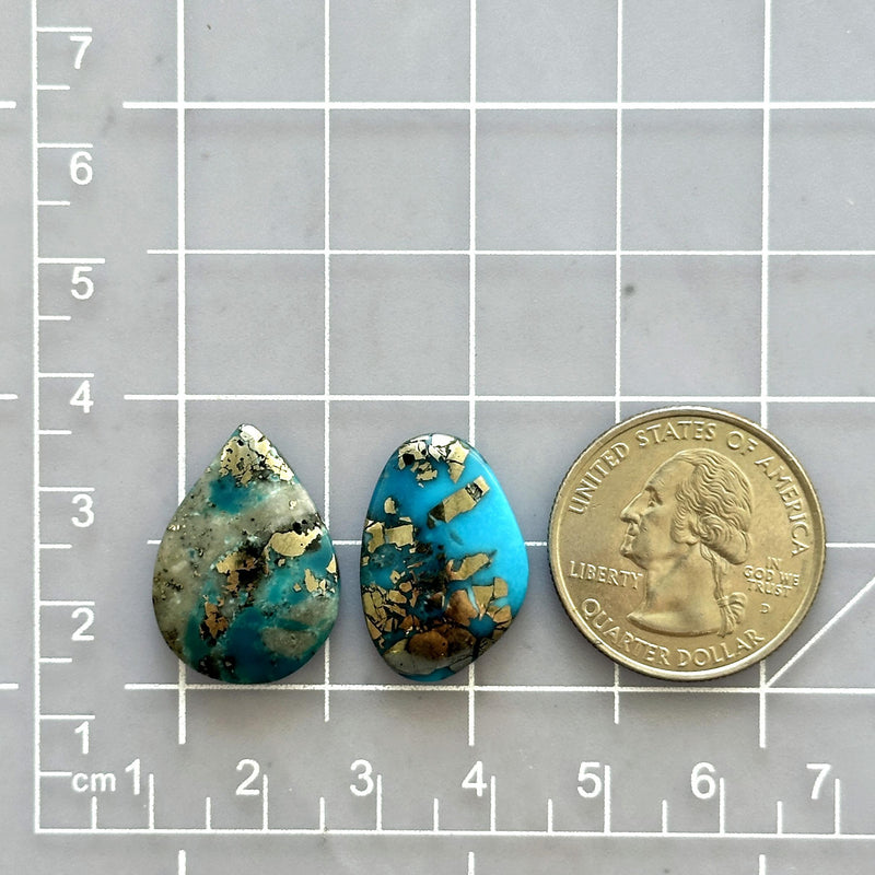 Large Ocean Blue Mixed Ithaca Peak Turquoise, Set of 2 Dimensions