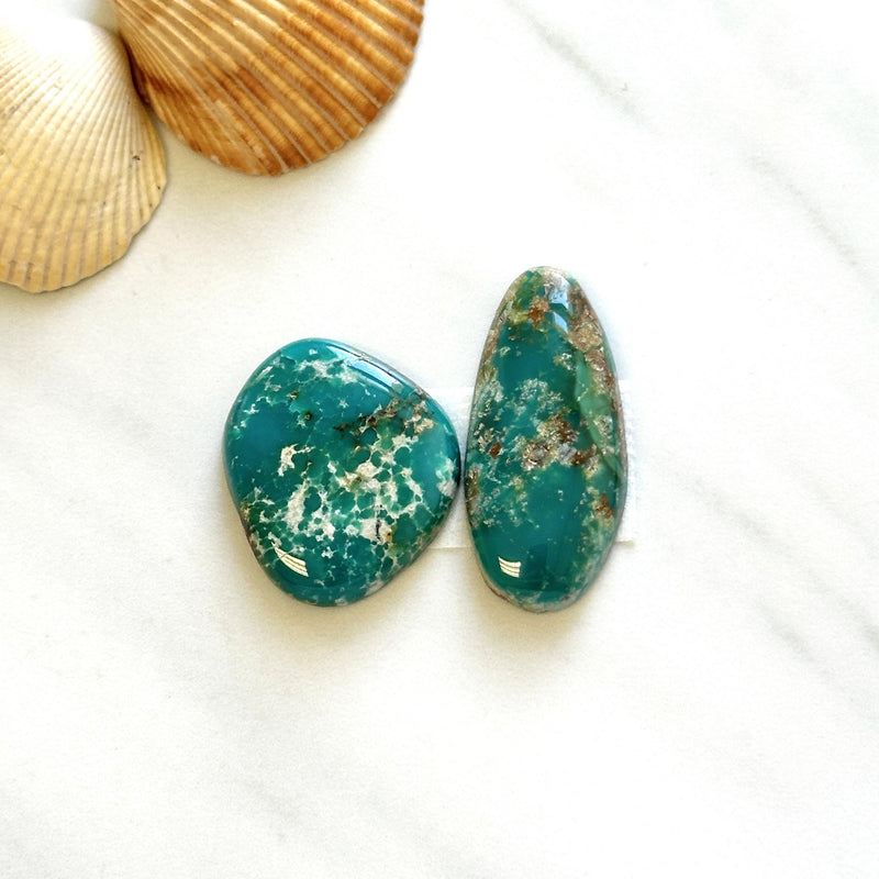 Large Deep Green Mixed Fox Turquoise, Set of 2 Background