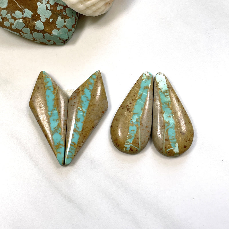 Large Sky Blue Mixed Royston Turquoise, Set of 4 Background