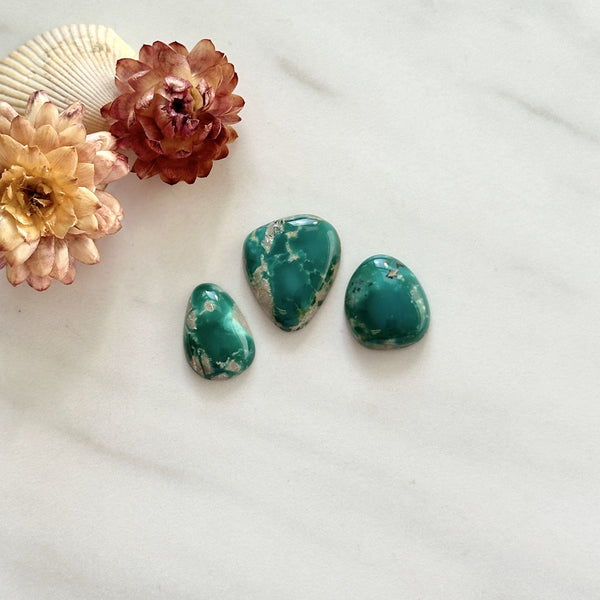 Small Ocean Blue Freeform Fox Turquoise, Set of 3 Background