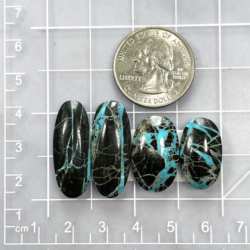 Large Ocean Blue Oval Yungai Turquoise, Set of 4 Dimensions