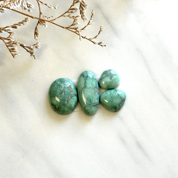 Medium Mint Green Mixed Broken Arrow Variscite, Set of 4 Background