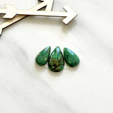Small Deep Green Teardrop Crescent Lake Variscite, Set of 3 Background